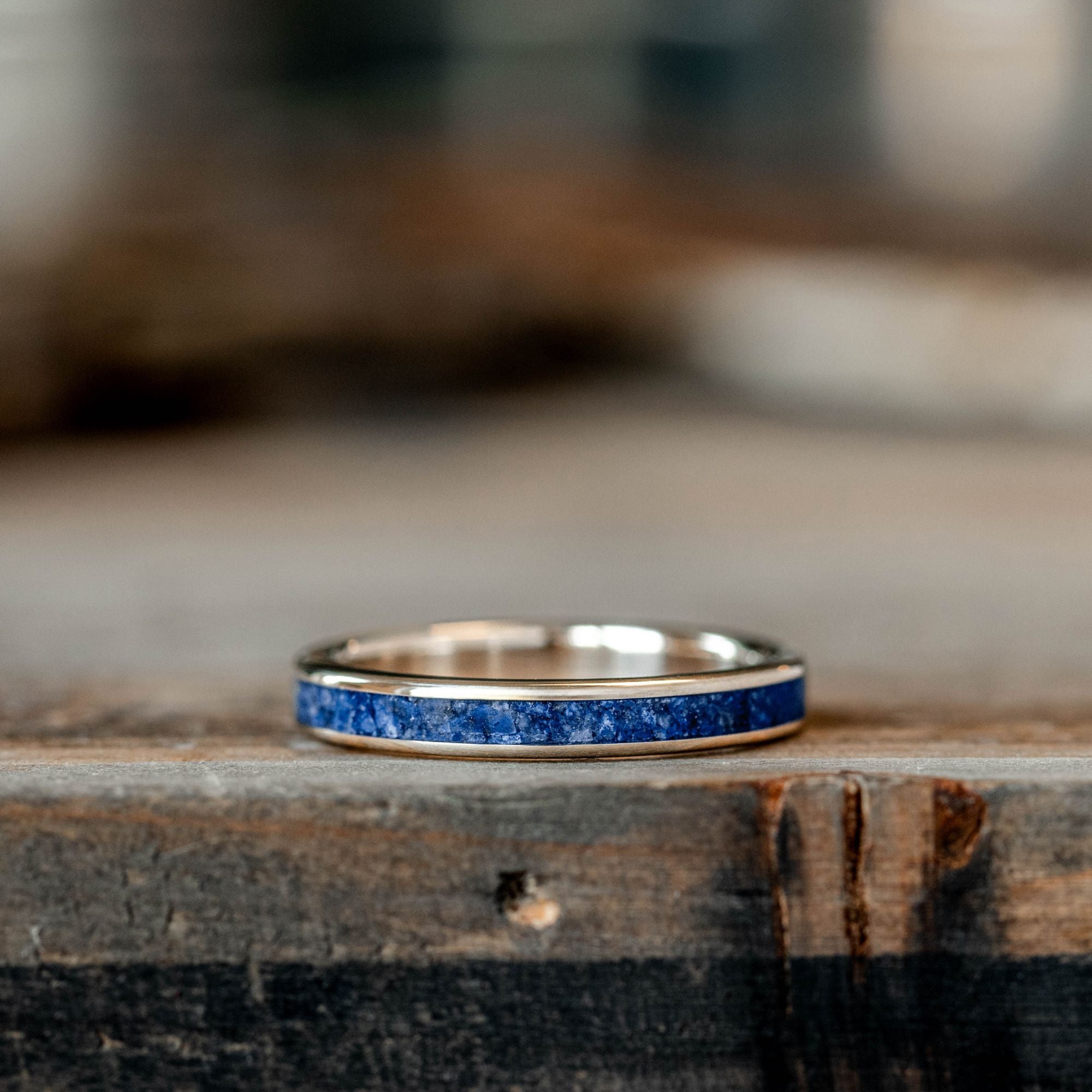 Olive & Lapis cheapest Lazuli + Zircon (engagement wooden ring)