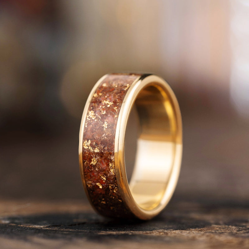 The Relic | Gold Dinosaur Bone Ring with Gold Flakes