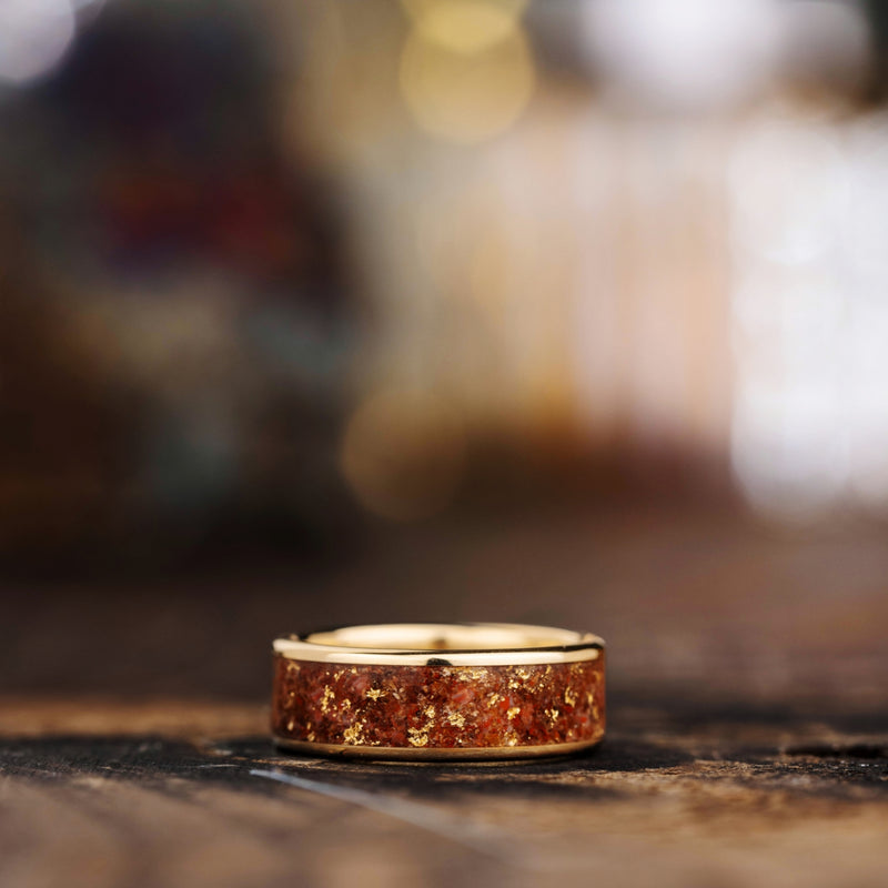 The Relic | Gold Dinosaur Bone Ring with Gold Flakes