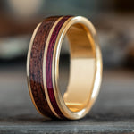 The Valor | Men's Gold Wedding Band with M1 Garand & Purpleheart Wood