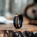 The Apollo Noir | Men's Hammered Black Titanium Wedding Band with Offset Inlay