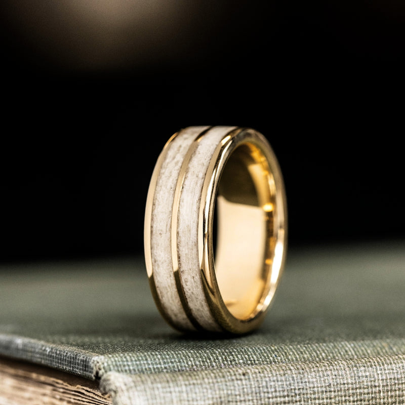 ::Shown in 10k Yellow Gold | 8mm Wide | Light Antler