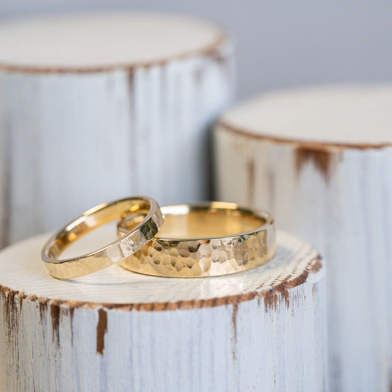 (In-Stock) The Edisto | Women's Hammered 10k Yellow Gold Wedding Band - 4.5 | 3mm Wide
