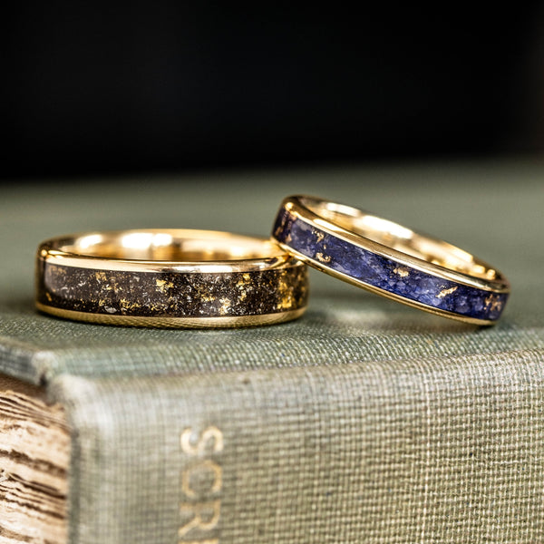 Shown:  Stargazer 10k Yellow Gold 6mm Width | Starry Night 10k Yellow Gold 4mm Width