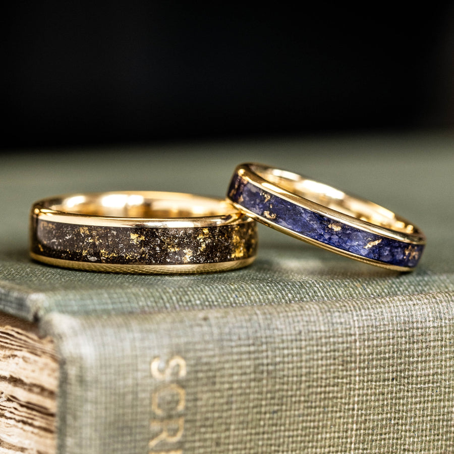 Shown:  Stargazer 10k Yellow Gold 6mm Width | Starry Night 10k Yellow Gold 4mm Width