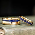 Shown: Pharaoh 10k Yellow Gold 6mm Width | Starry Night 10k Yellow Gold 4mm Width 