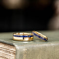 The Pharaoh & Starry Night - His and Hers Blue and Gold Wedding Ring Set