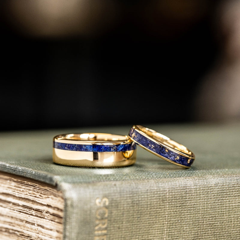 The Apollo & Luna - His and Hers Matching Hammered Gold Wedding Band S –  Rustic and Main