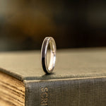 (In-Stock) The Helen | Women's Silver Ring with Whiskey Barrel Wood Inlay - Size 6 | 3mm Wide
