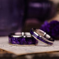 impressionist-cassat-floral-purple-titanium-wedding-ring-set-lavender-rustic-and-main