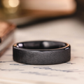 The Aerodyne Noir Men's Brushed Black Titanium Wedding Band ::  Shown in 6mm Wide | Black Titanium