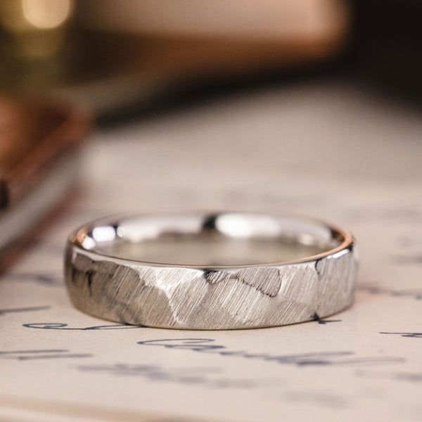 The Apollo Men's Faceted Silver Wedding Band :: Shown in 5mm Wide | Silver