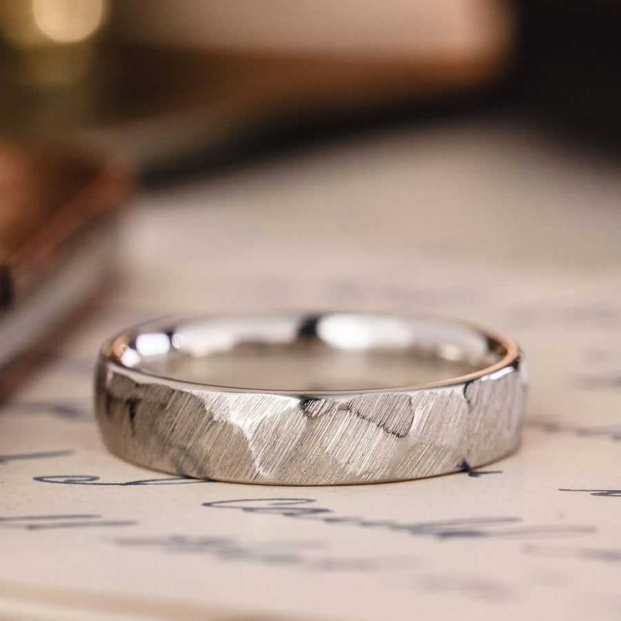 The Apollo Men's Faceted Silver Wedding Band :: Shown in 5mm Wide | Silver