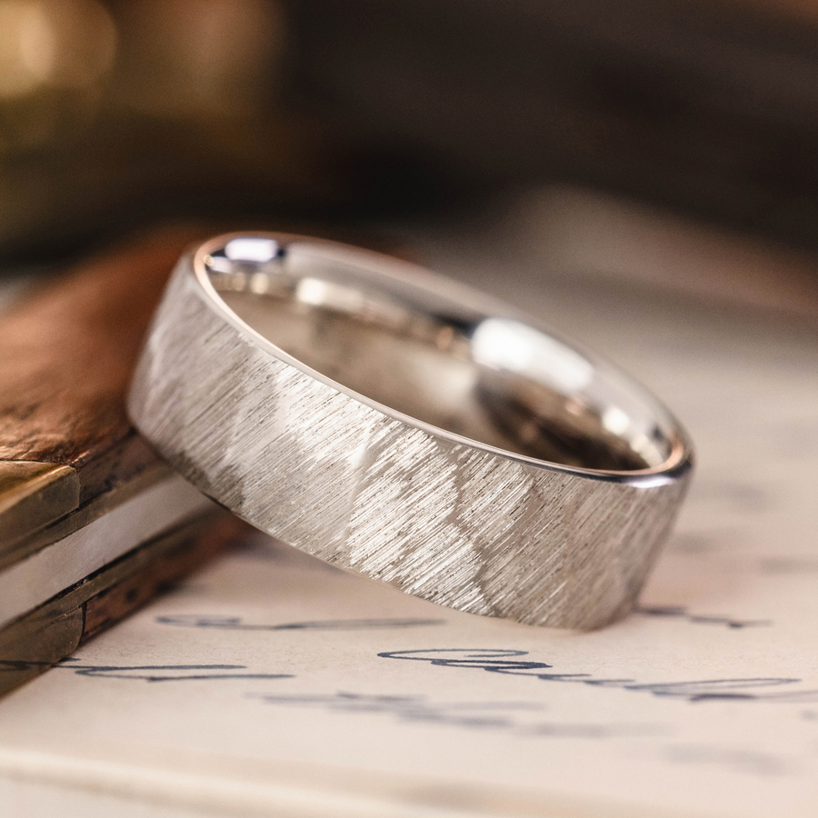 The Apollo Men's Faceted Silver Wedding Band :: Shown in 7mm Wide | Silver
