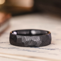 The Apollo Noir Men's Faceted Black Titanium Wedding Band :: Shown in 8mm Wide | Black Titanium