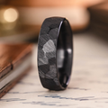 The Apollo Noir Men's Faceted Black Titanium Wedding Band :: Shown in 8mm Wide | Black Titanium