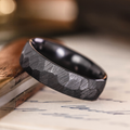 The Apollo Noir Men's Faceted Black Titanium Wedding Band :: Shown in 8mm Wide | Black Titanium