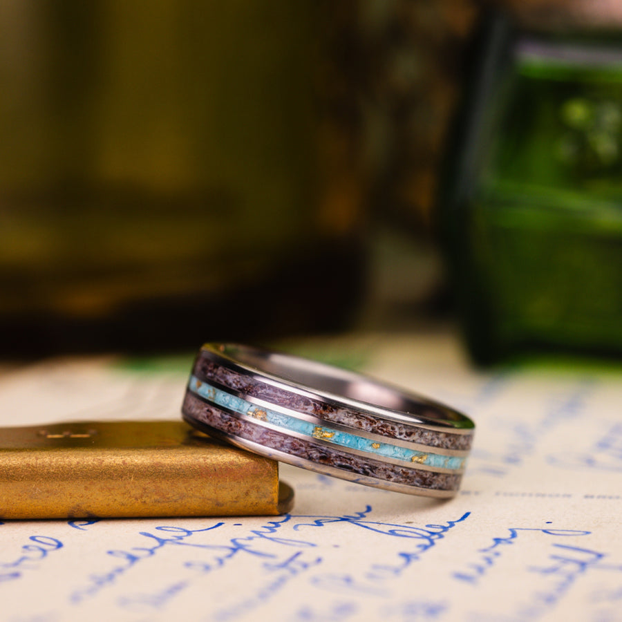in-stock-custom-mens-titanium-ring-elk-antler-turquoise-gold-flakes-size-8-75-6mm-wide_2