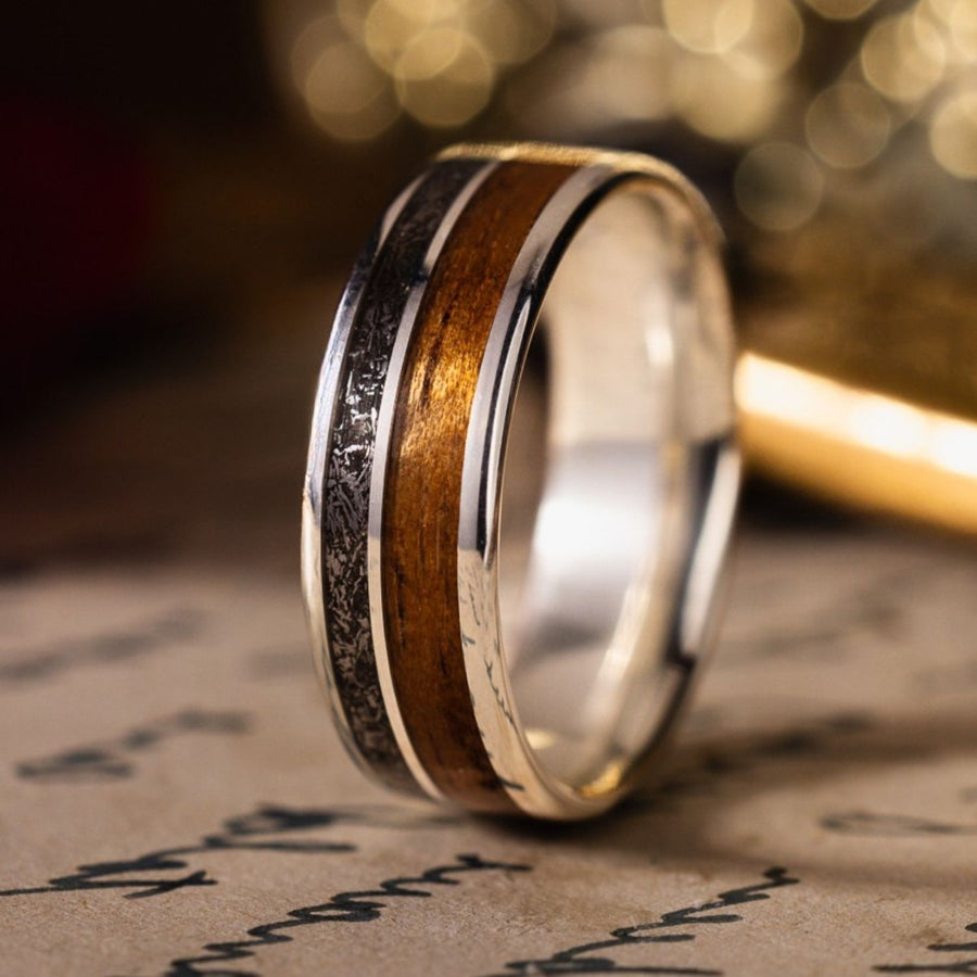 in-stock-custom-mens-titanium-ring-meteorite-dust-koa-wood-size-8-25-7mm-wide