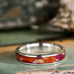 in-stock-custom-silver-ring-with-orange-lilies-pink-peonies-silver-flakes-size-9-5-5mm-wide