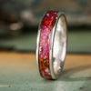 in-stock-custom-silver-ring-with-orange-lilies-pink-peonies-silver-flakes-size-9-5-5mm-wide