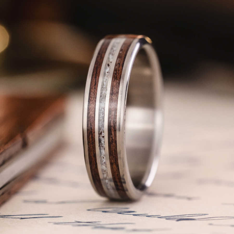 ::Shown in 8mm Wide | Titanium | Medium Antler