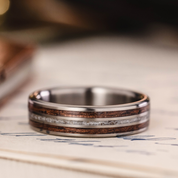 ::Shown in 8mm Wide | Titanium | Medium Antler