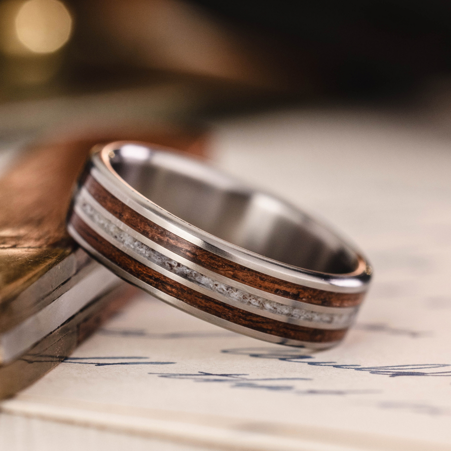 ::Shown in 8mm Wide | Titanium | Medium Antler