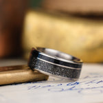 in-stock-mens-titanium-wedding-band-whiskey-barrel-wood-black-meteorite-dark-star-size-9-8mm-wide-rustic-and-main 
