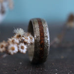 (In Stock) Weathered Maple Wooden Ring with Coffee Inlay - Size 10.25 | 8mm Wide