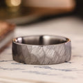 The Apollo Hammered Titanium Wedding Band Rustic and Main ::Shown in 8mm Wide | Titanium