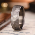 The Apollo Hammered Titanium Wedding Band Rustic and Main ::Shown in 8mm Wide | Titanium