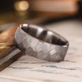The Apollo Hammered Titanium Wedding Band Rustic and Main ::Shown in 8mm Wide | Titanium