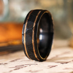 in-stock-the-apollo-renegade-noir-mens-hammered-black-titanium-wedding-band-dual-outer-yellow-gold-inlays-size-12-5-8mm-wide