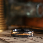in-stock-the-apollo-titan-noir-mens-hammered-black-titanium-wedding-band-dual-offset-14k-yellow-gold-inlays-size-11-5-6mm-wide