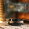 in-stock-the-apollo-titan-noir-mens-hammered-black-titanium-wedding-band-dual-offset-14k-yellow-gold-inlays-size-12-5-8mm-wide