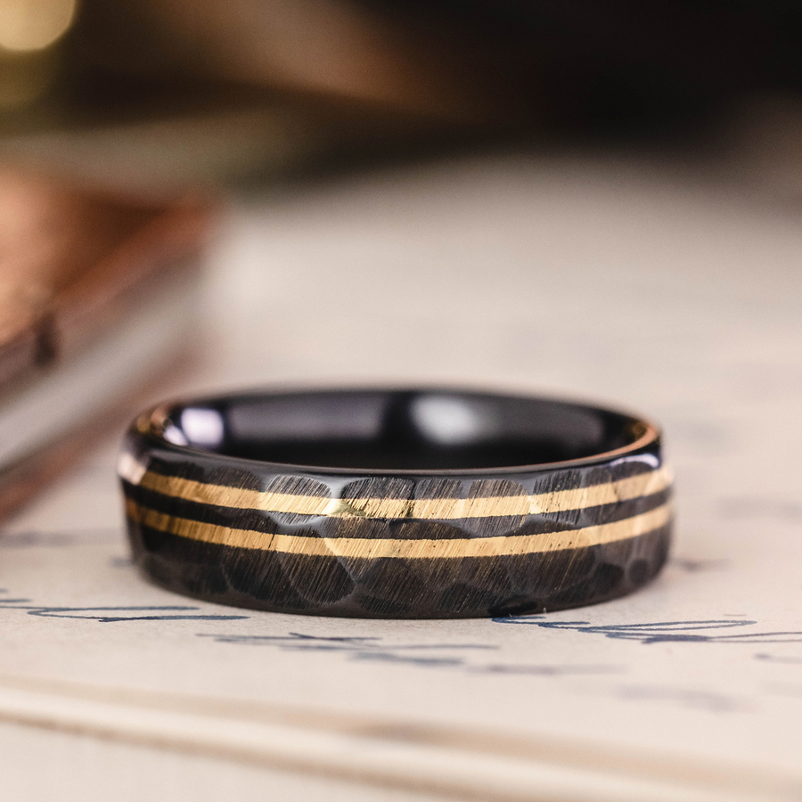 ::Shown in 6mm Wide | Black Titanium | 14K Gold Inlays