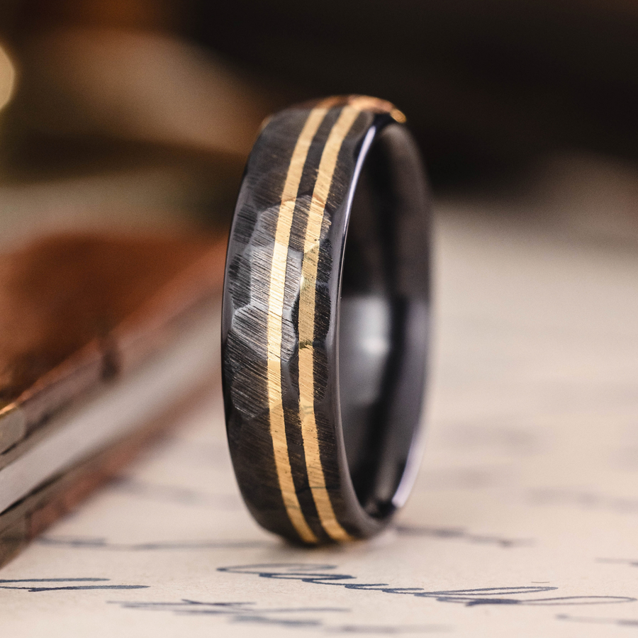 ::Shown in 6mm Wide | Black Titanium | 14K Gold Inlays