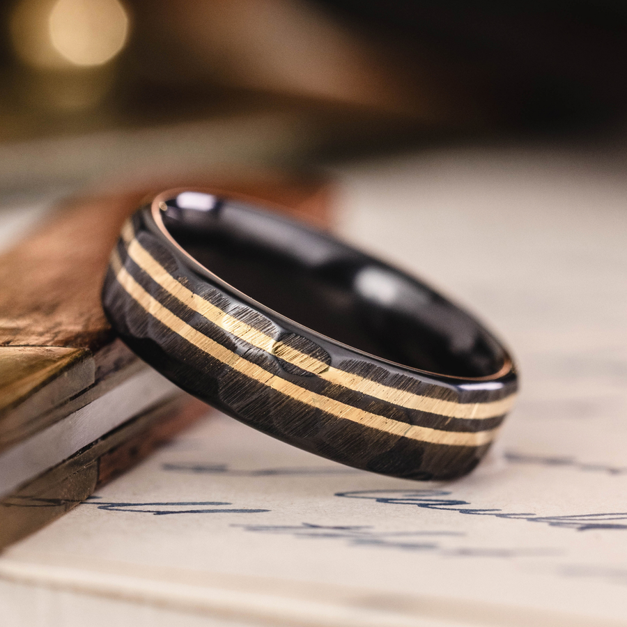 ::Shown in 6mm Wide | Black Titanium | 14K Gold Inlays