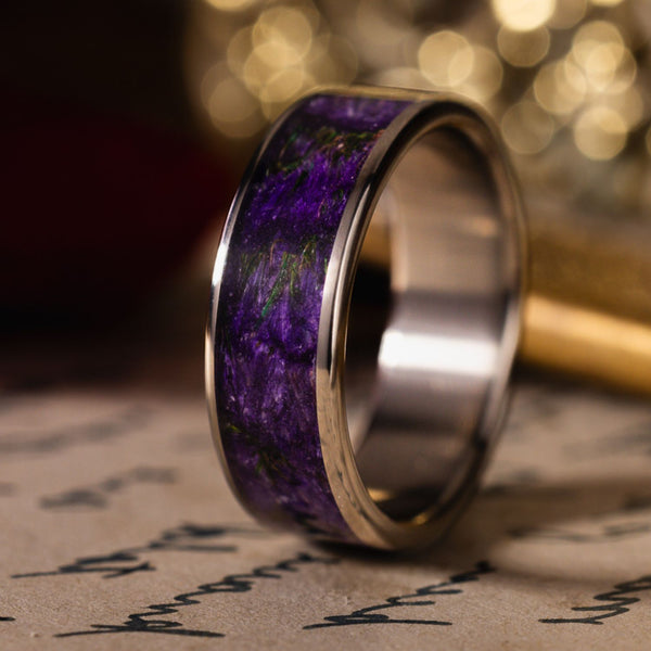 in-stock-the-impressionist-mens-lavender-titanium-floral-wedding-band-size-12-8mm-wide