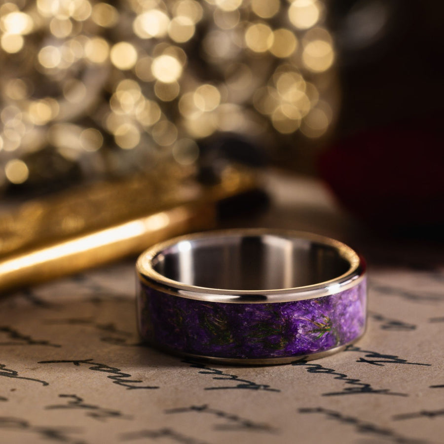 in-stock-the-impressionist-mens-lavender-titanium-floral-wedding-band-size-12-8mm-wide