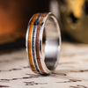 in-stock-the-jurassic-mens-titanium-wedding-band-dinosaur-bone-meteorite-fossilized-amber-size-9-25-6mm-wide-1