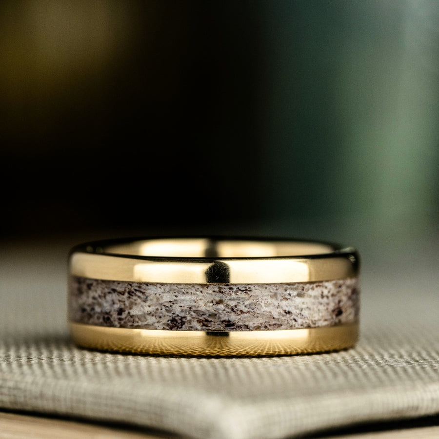 in-stock-the-marksman-gold-mens-10k-yellow-gold-wedding-band-elk-antler-inlay-size-10-5-8mm-wide