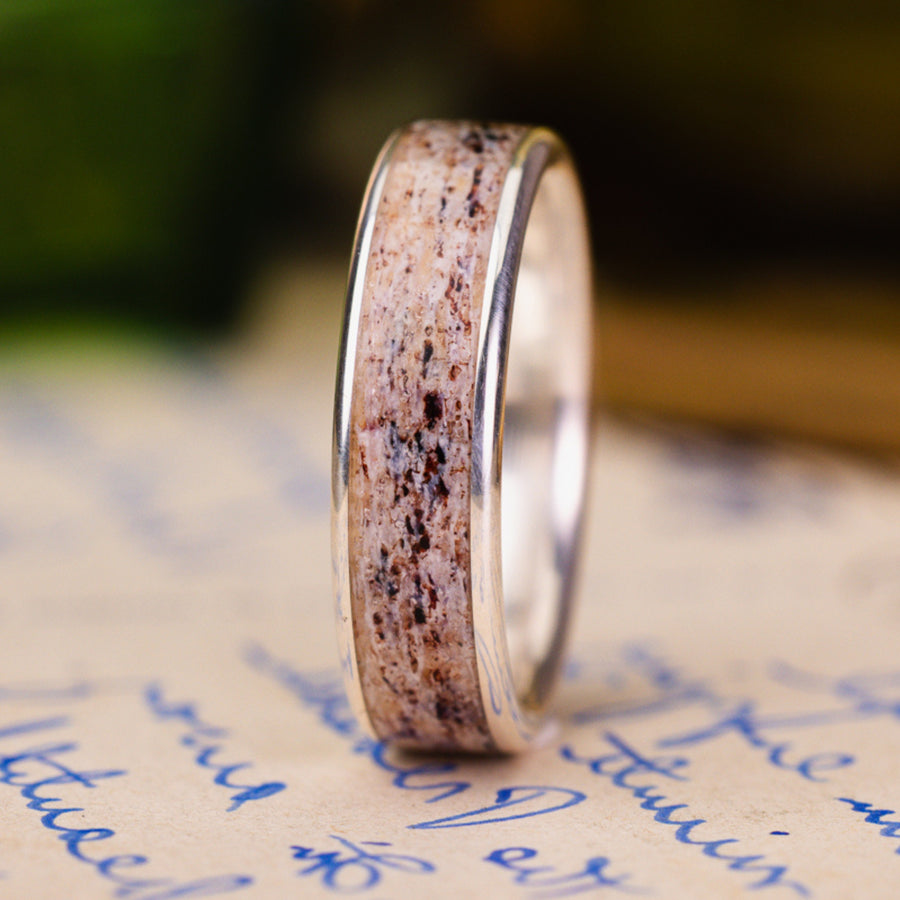 in-stock-the-marksman-mens-sterling-silver-wedding-band-wide-channel-elk-antler-size-6-75-6mm-wide