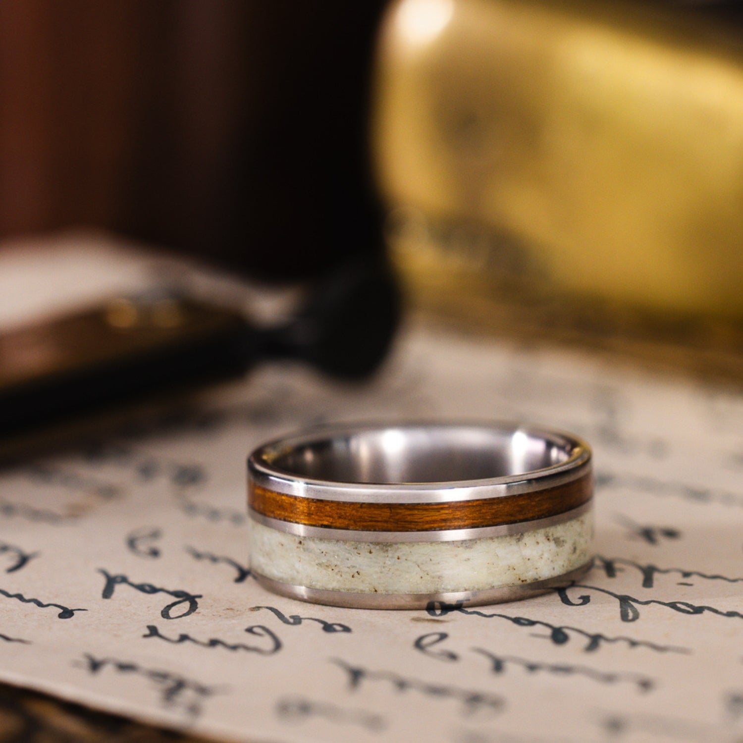 Mens Deer Antler Wedding Band Mens Antler Ring Silver Deer