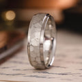 in-stock-the-orion-mens-hammered-brushed-silver-wedding-band :: Shown in 7mm Wide | Silver