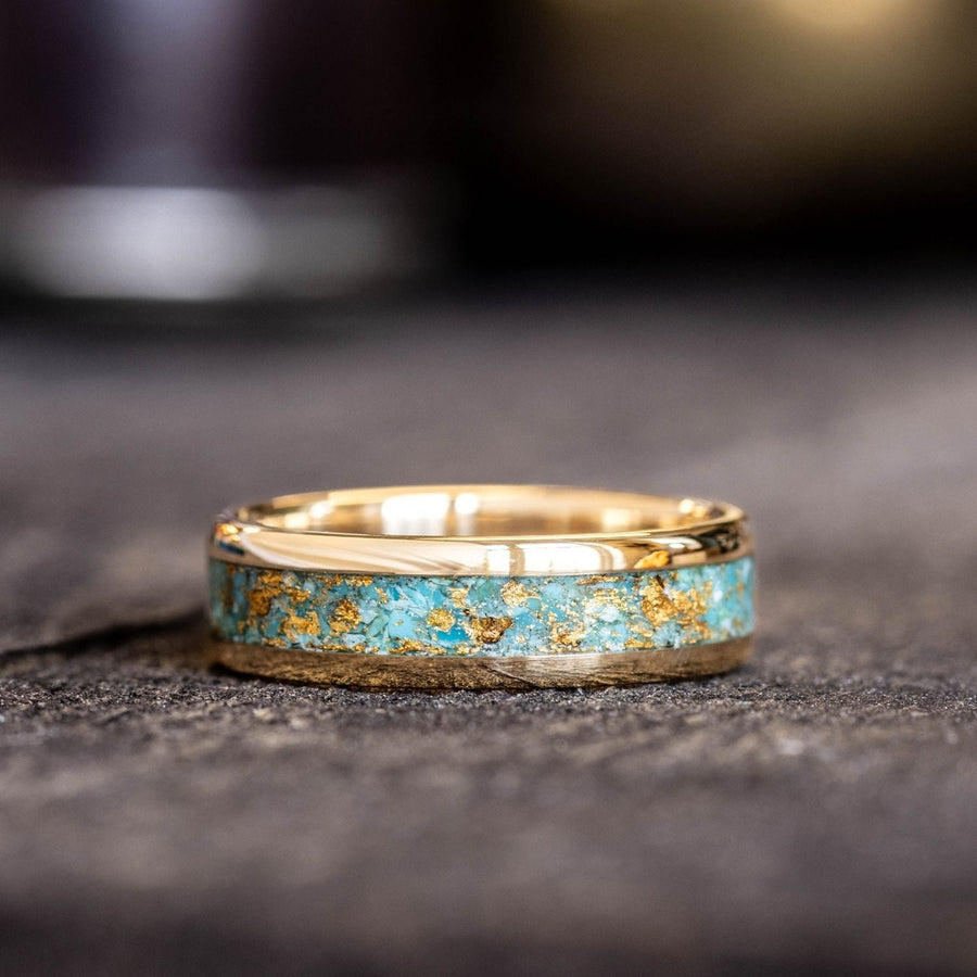 in-stock-the-phoenix-mens-10k-yellow-gold-turquoise-ring-gold-flakes-size-10-5-8mm-wide