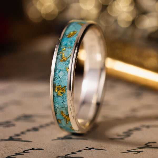 in-stock-the-phoenix-womens-silver-and-turquoise-ring-gold-flakes-size-11-5-5mm-wide