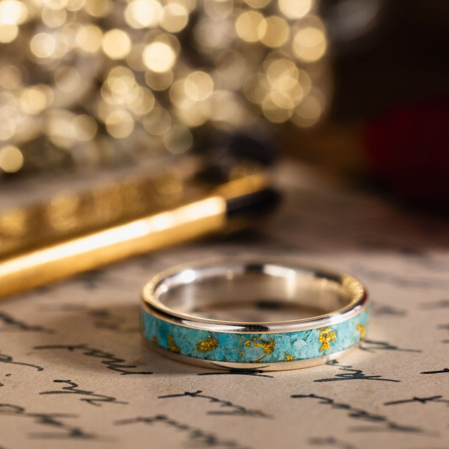 in-stock-the-phoenix-womens-silver-and-turquoise-ring-gold-flakes-size-11-5-5mm-wide