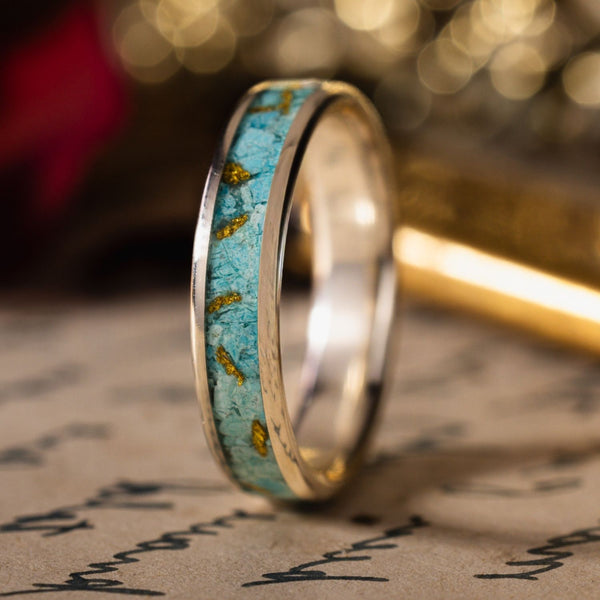 in-stock-the-phoenix-womens-silver-turquoise-ring-gold-flakes-size-10-5mm-wide